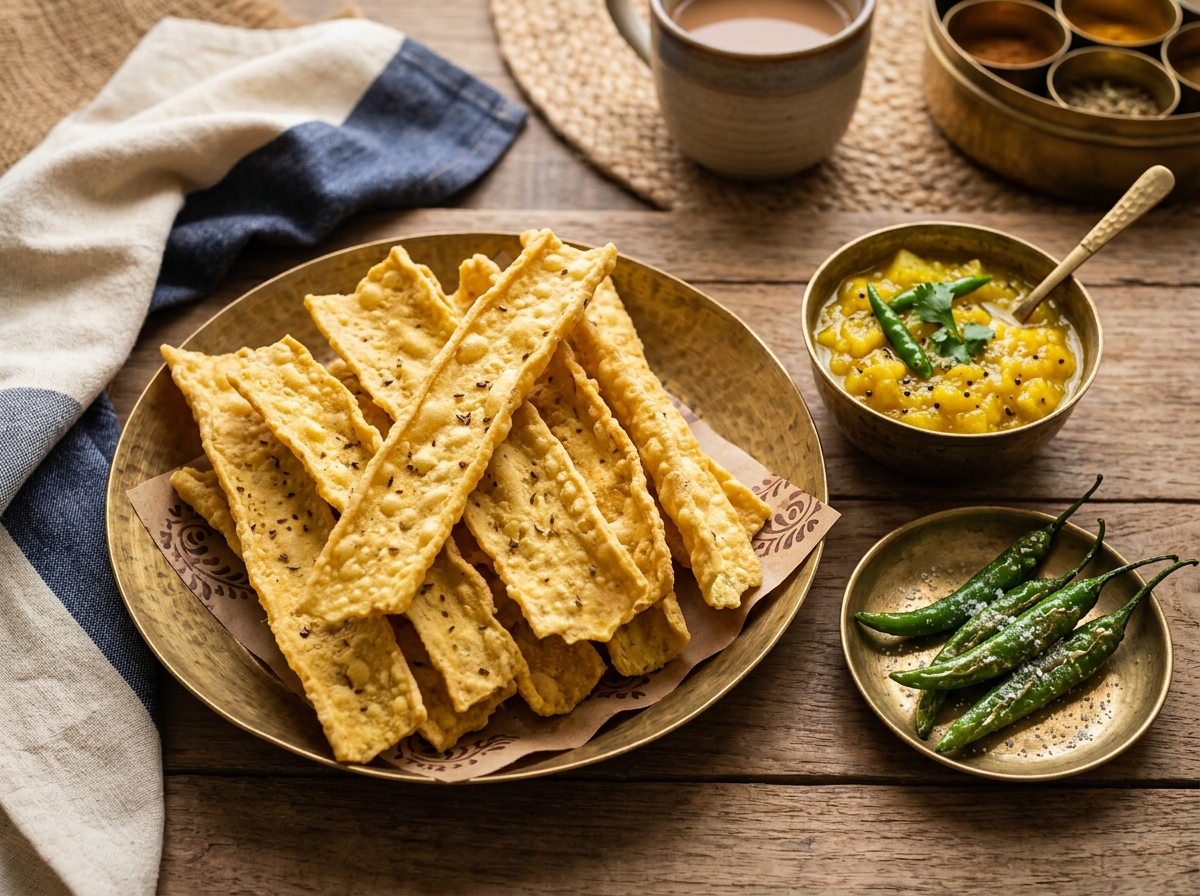 Handcrafted Gujarati Fafda & Papaya Chutney — Gujarat (PIN 380001)
